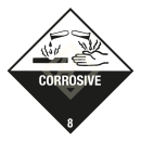 Hazard Label Class 8, 50x50 mm, PE film, CORROSIVE
