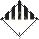 Gefahrgutaufkleber Klasse 9, 100x100 mm, PE-Folie