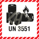 Batterieaufkleber mit UN3551, 100x100 mm, Papieretikett