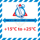 Time & Temperature +15 +25, 100x100 mm, Papieretikett